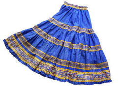 Provence tiered skirt, long (Lourmarin. blue x yellow) - Click Image to Close